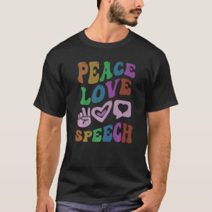Språkterapeapist för PEACE KÄRLEK TAL Retro Groovy T Shirt