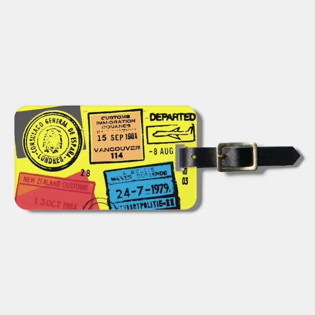 Språlmärken för Passport Frimärke Bagagebricka (Horisontell Framsida)