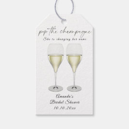 Spräng champagnen Bröllopsdusch Presentetikett