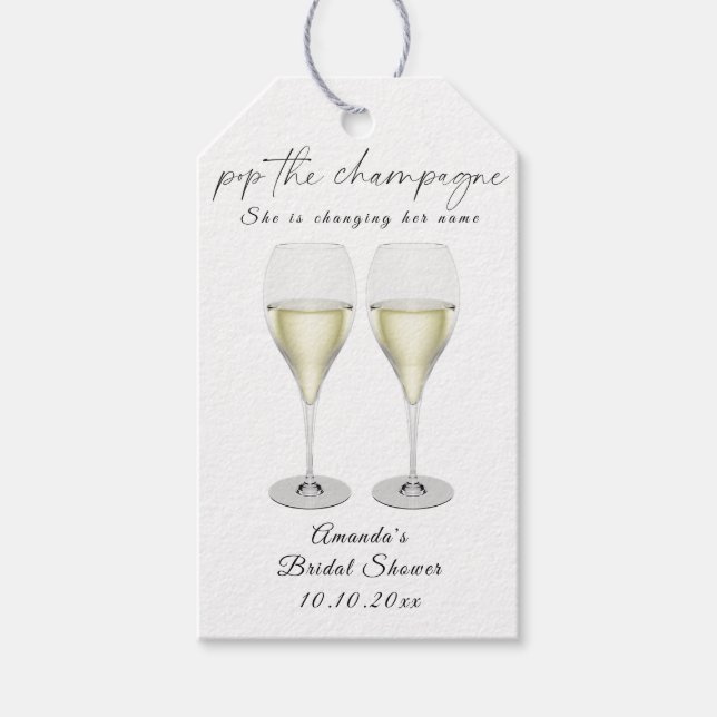 Spräng champagnen Bröllopsdusch Presentetikett (Framsidan)