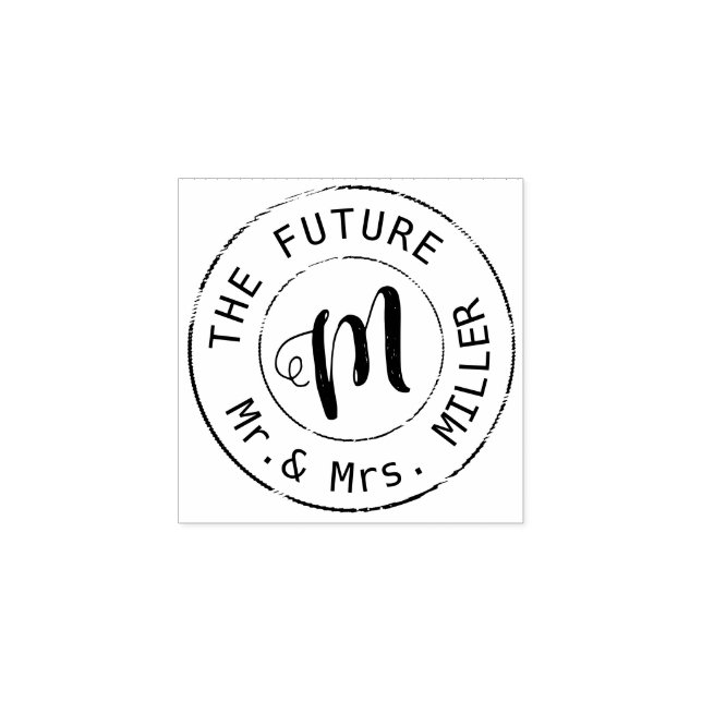 Spräng rummets efternamncirkel Monogram Stämpel (Tryck)