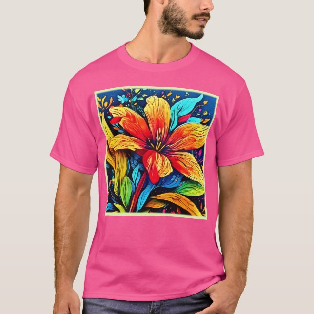 Sprängning av Blommigt för brant Abstrakt T Shirt (Framsida)
