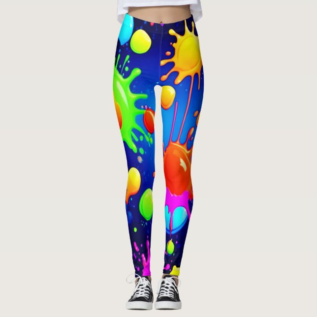 Sprängning av målningsfärg för brant Abstrakt Leggings (Framsida)