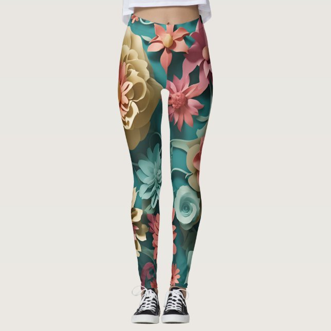 Sprängning av sprängning av Blommigt Leggings (Framsida)