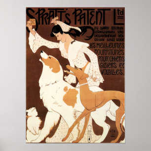 SPRATTS PATENT Hund Food Vintage Fransk Art Deco Poster