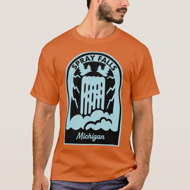 Spray Falls Michigan Överstorlek T Shirt (Framsida)