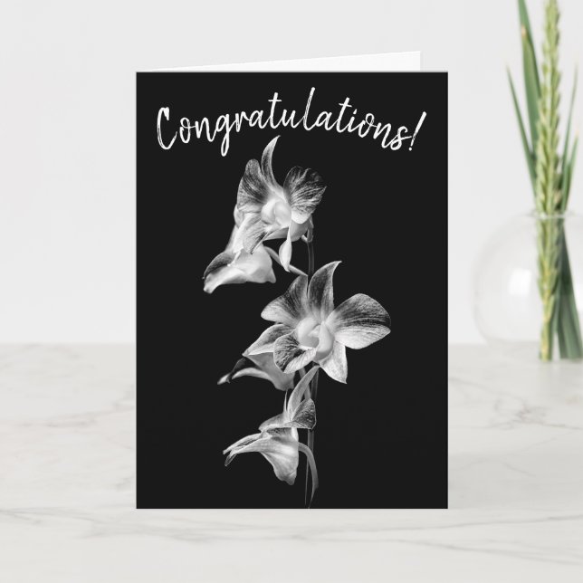Spray of Orchids Black & White - Grattisar Kort (Framsida)