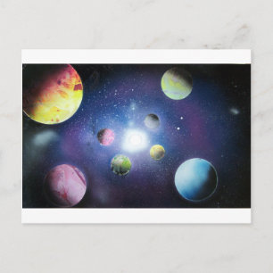 Spray Paint Art Space, galaxmålning Vykort