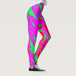 Spray Paint Red Rosa Grönt Leggings