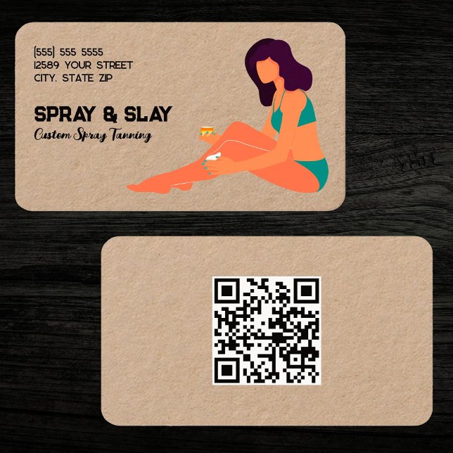 Spray Tan Anpassningsbar QR Kraft Visitkort (Spray Tan Custom QR Kraft Business Cards)