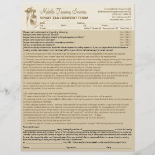 Spray Tan Ansvarsfriskrivelse Blankett Beige Reklamblad