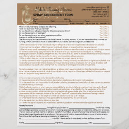 Spray Tan Ansvarsfriskrivning Samtycke Waiver Form Reklamblad