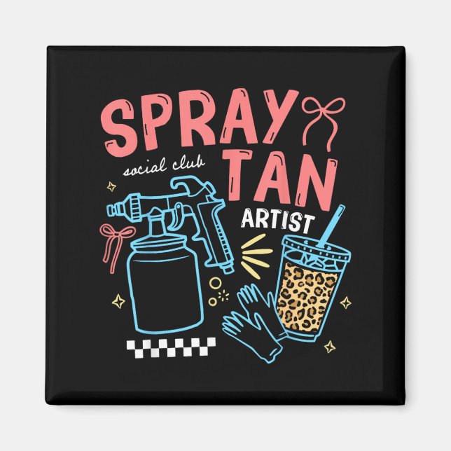 Spray Tan Artist Tech Retro Beauty Solariegumma Magnet (Framsidan)