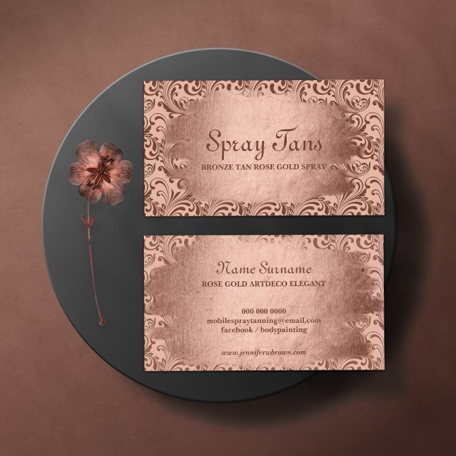 Spray Tan Brons Virvlar Damast Visitkort (Skapare uppladdad)