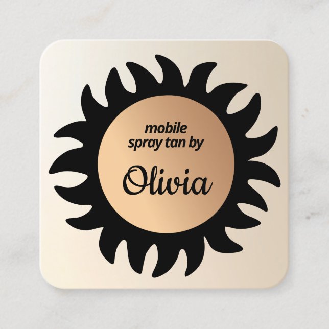 Spray Tan Copper Sol Rays Business Square B Fyrkantigt Visitkort (Framsida)