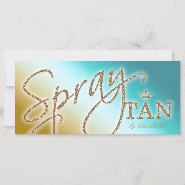 Spray Tan Gift Certificate Glitter Guld Krona (Framsida)