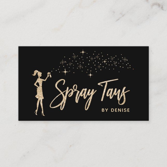 Spray Tan Mobile Spray Tan Guld Glittering Girl Visitkort (Framsida)