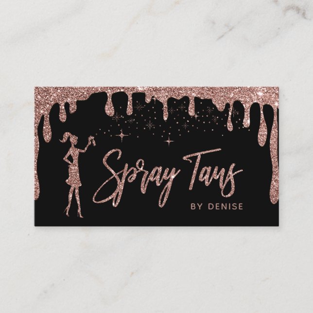 Spray Tan Mobile Spray Tan Guld Glittering Girl Visitkort (Framsida)
