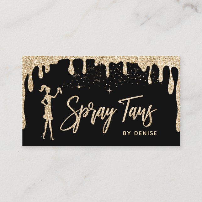 Spray Tan Mobile Spray Tan Guld Glittering Girl Visitkort (Framsida)
