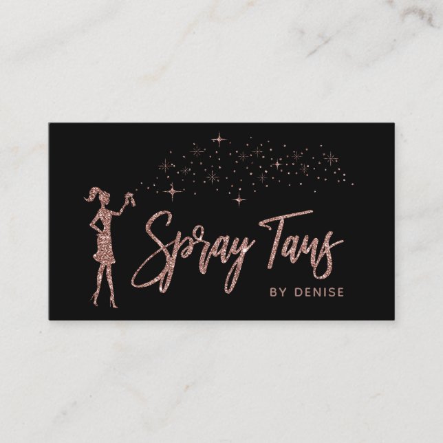 Spray Tan Mobile Spray Tan Guld Glittering Girl Visitkort (Framsida)