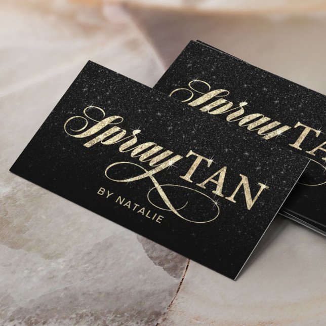 Spray Tan Modern Black Glitter Mobile Tanning Visitkort (Skapare uppladdad)