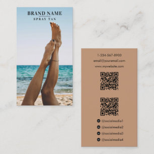Spray Tan Photo Social Media Marknadsföring 2 QR-k Visitkort