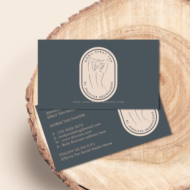 Spray Tan Woman Body Skin Navy Beige Visitkort (Skapare uppladdad)