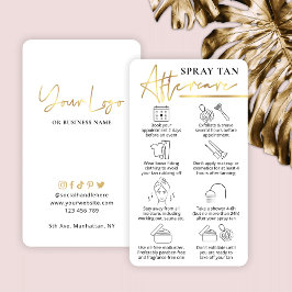 Spray Tanning Aftercare Guide White & Guld Visitkort