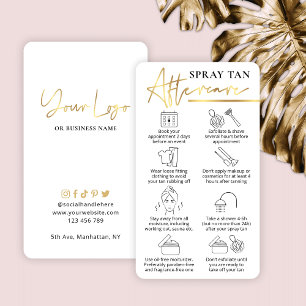 Spray Tanning Aftercare Guide White & Guld Visitkort