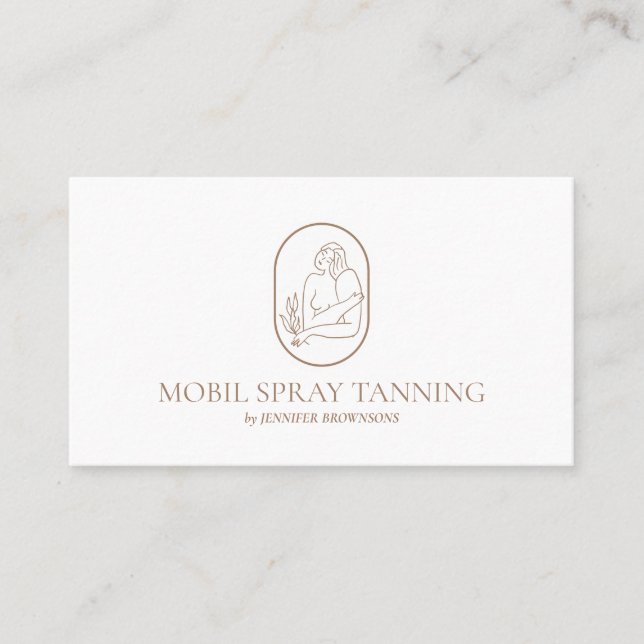 Spray Tanning Boho Body Skincare kvinna logotyp Visitkort (Framsida)