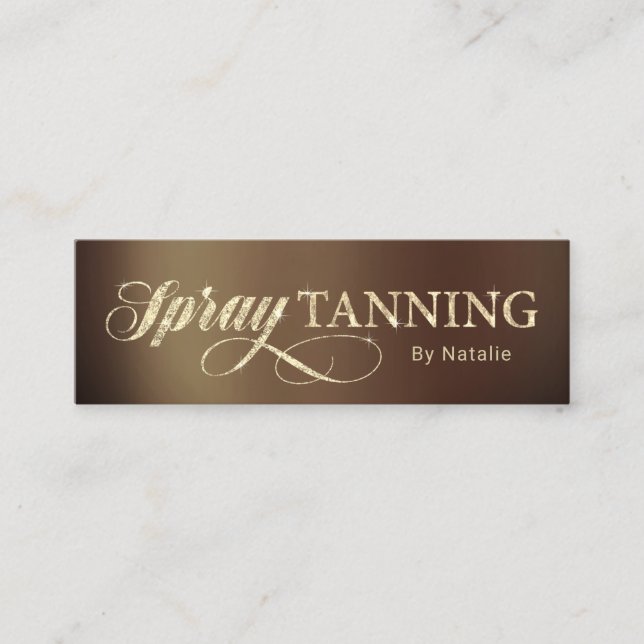Spray Tanning Elegant Guld & Tan Mini Visitkort (Framsida)