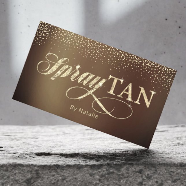 Spray Tanning Modern Guld Typography Visitkort (Skapare uppladdad)