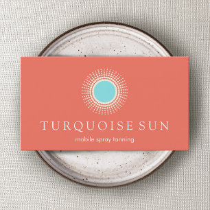 Spray Tanning Orange och Turquise Sol Logotyp Visitkort