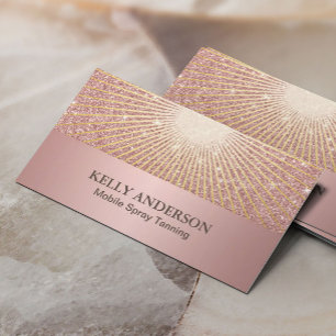 Spray Tanning Salon Modern Ro Guld Glow Glitter Visitkort