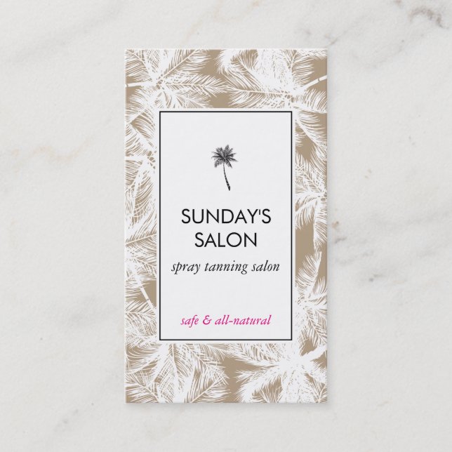 Spray Tanning Salon Tropical Tan/White Handflatan Visitkort (Framsida)