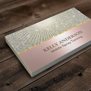 Spray Tans Salon Modern Ro Guld Silver Glitter Visitkort