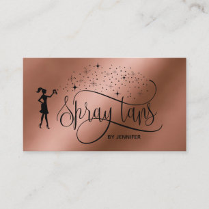 Spray tans-skript, koppar av ro guld glitter visitkort