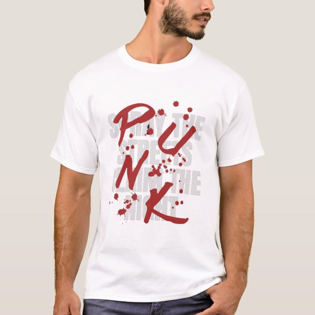 "Spray the Streets, Claim the Night" - Punk Sten G T Shirt (Framsida)