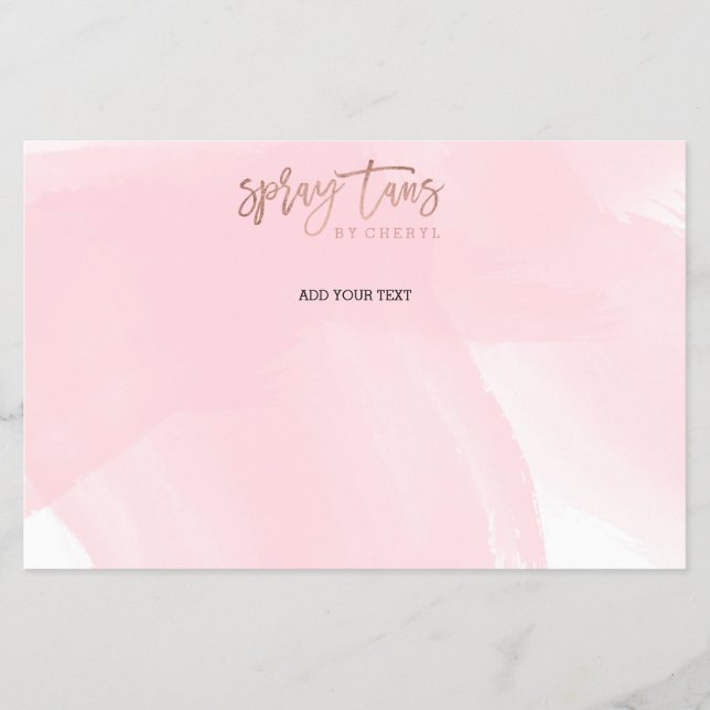 Spraytans logotyp elegant ro guld typografi rosa flygblad (Framsidan)