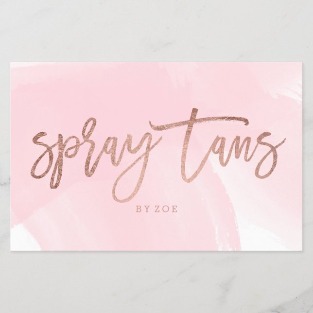 Spraytans logotyp elegant ro guld typografi rosa flygblad (Framsidan)