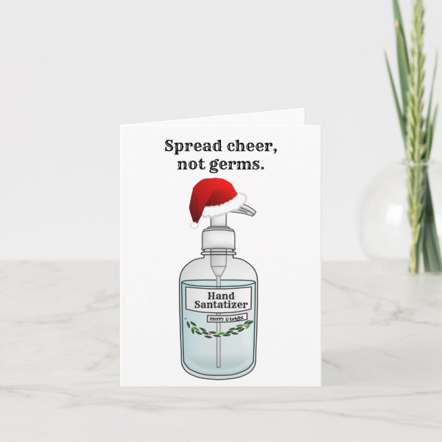 Spread Cheer inte Germs Hand Sanitizer Kort (Framsida)