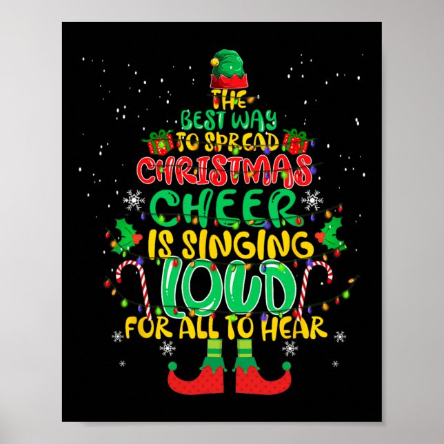 Spread christmas cheer sjunger högt julafton Elf p Poster (Framsidan)
