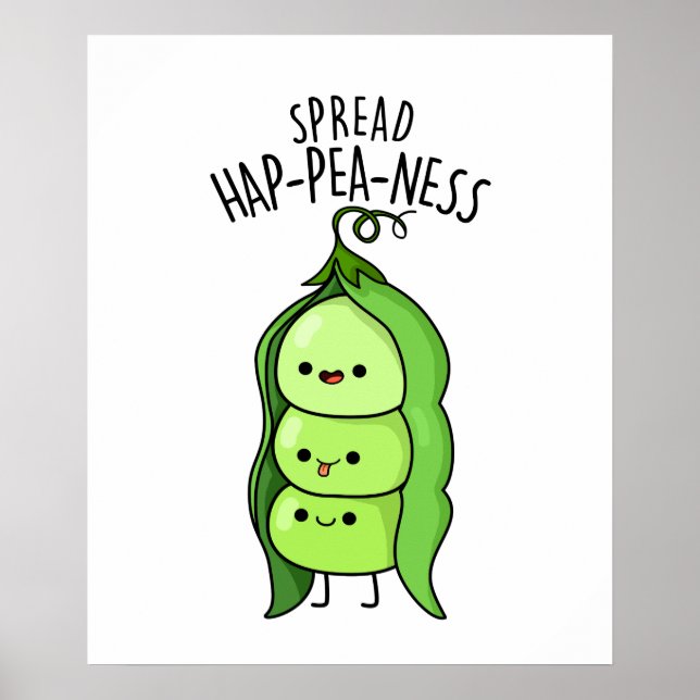 Spread Hap-pea-ness Cute Peas Pun Poster (Framsidan)