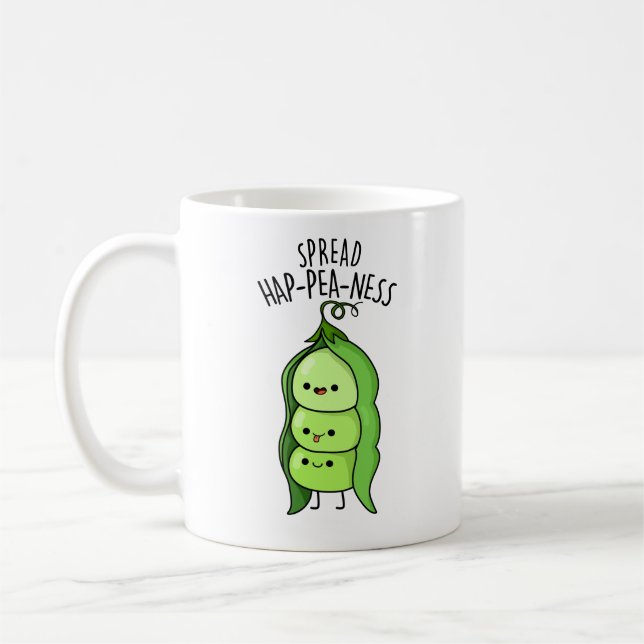 Spread Hap-pea-ness Funny Peas Pun Kaffemugg (Vänster)