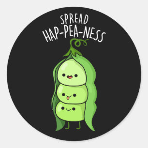 Spread Hap-pea-ness Funny Peas Pun Mörk BG Runt Klistermärke