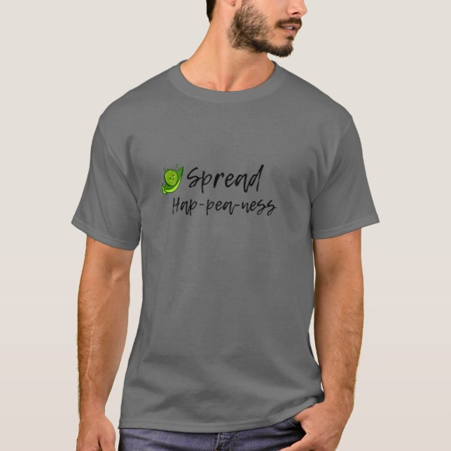 Spread Hap-Pea-Ness - Funny Vegan - Vegetable Pun T Shirt (Framsida)