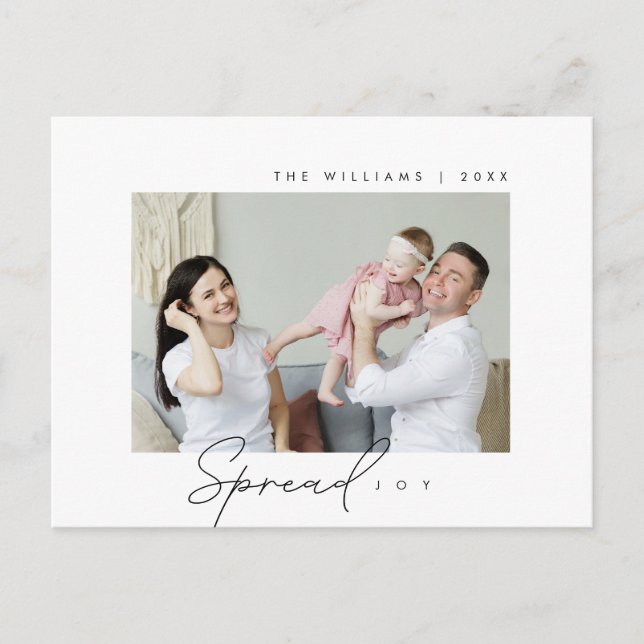 Spread Joy, God jul Hälsning, Family Photo Vykort (Framsida)