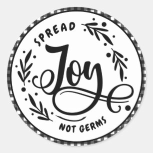 Spread Joy Inte Germs Black & White Farmhouse Play Runt Klistermärke