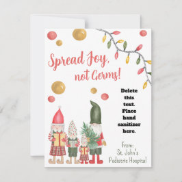 Spread Joy Not Germs Elf Hand Sanitizer Gift Card Kort