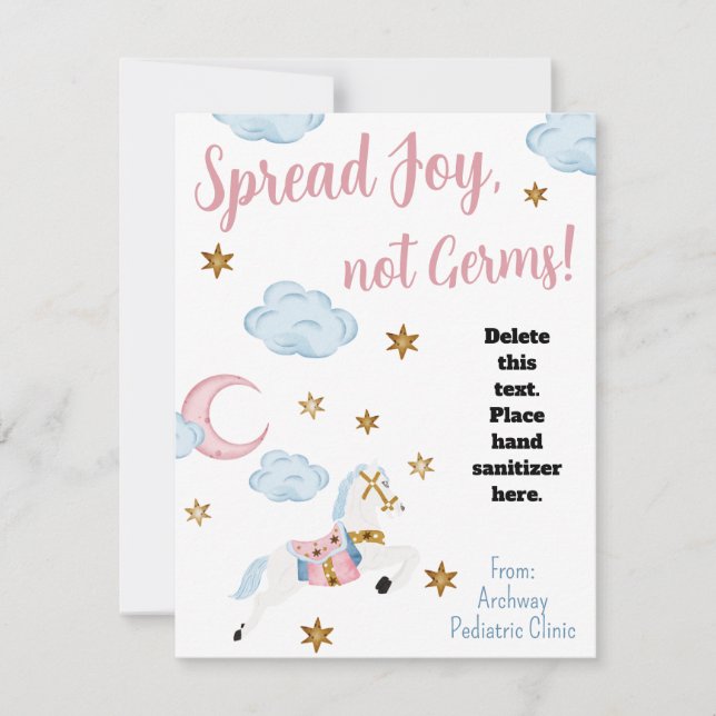 Spread Joy Not Germs Kids Hand Sanitizer Gift Card Kort (Framsida)